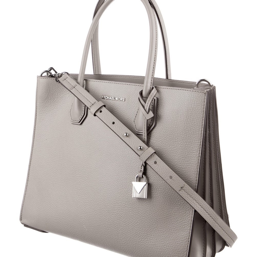 Michael Kors Gray Pebbled Leather Tote with two Straps - Many Pockets